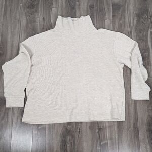 Uniqlo Cream Sweater Mock Turtleneck Size Large Boxy Loose Fit